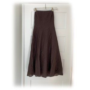 J. Crew Chocolate Brown Strapless Seersucker Dress
